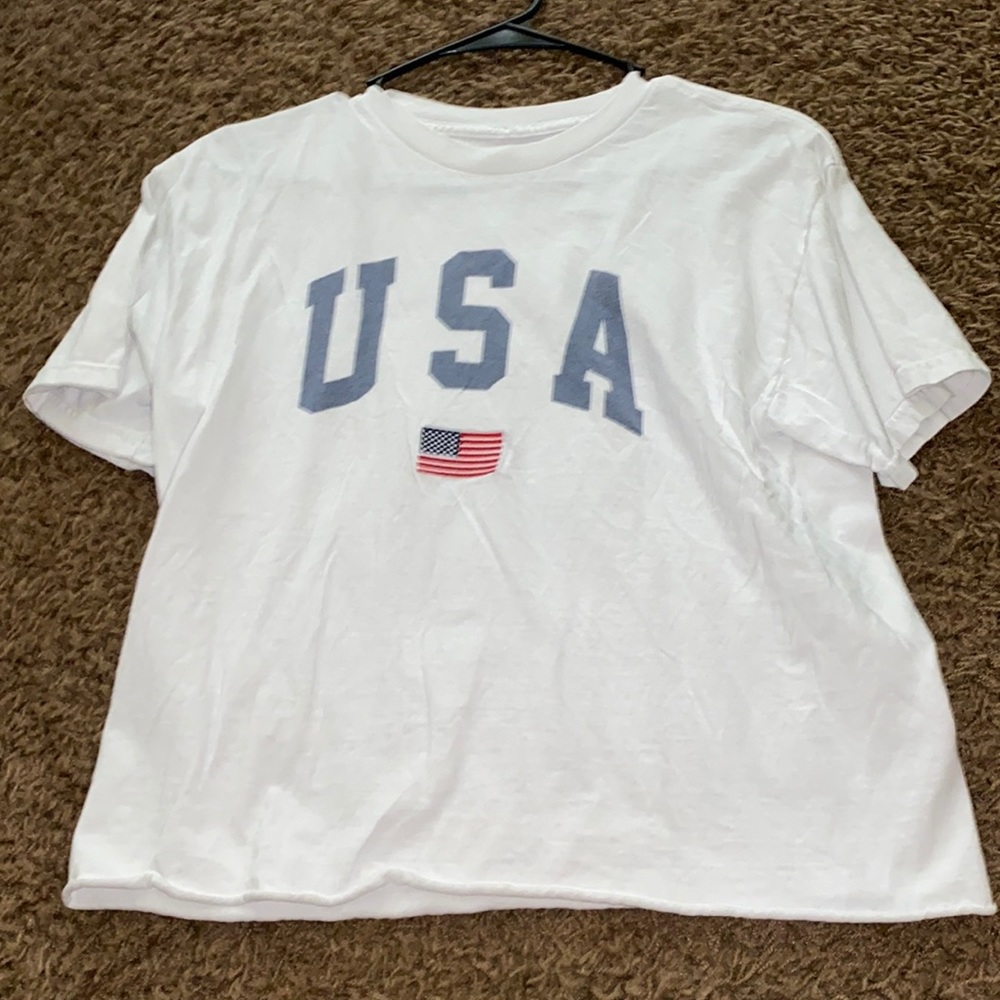 WHITE USA TEE//SIZE S